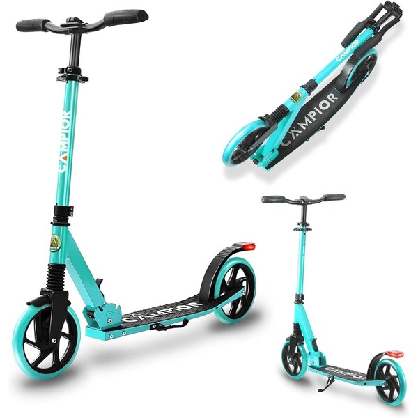 Campior Kick Scooter for Ages 6+, for Kids, Teens, and Adults, Max Load 240 LBS, Foldable, 8-inch Big Aqua - CAMTE046