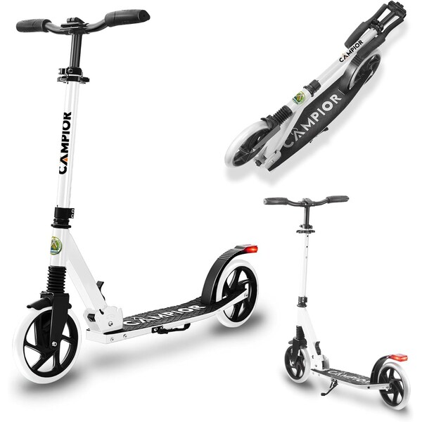 Campior Kick Scooter for Ages 6+, for Kids, Teens, and Adults, Max Load 240 LBS, Foldable, 8-inch Big White - CAMTE107