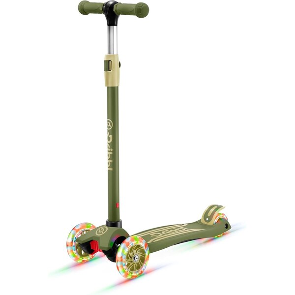 Dribbl 3-Wheel Kids Scooter, Lean-to-Steer, Adjustable Handlebar, Anti-Slip Deck, Army - DBKS11
