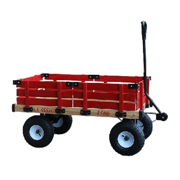 Millside Industries Millside Industries 1500-410 20 in. x 38 in. Wooden Wagon with 4 in. x 10 in. Tires - 1500-410