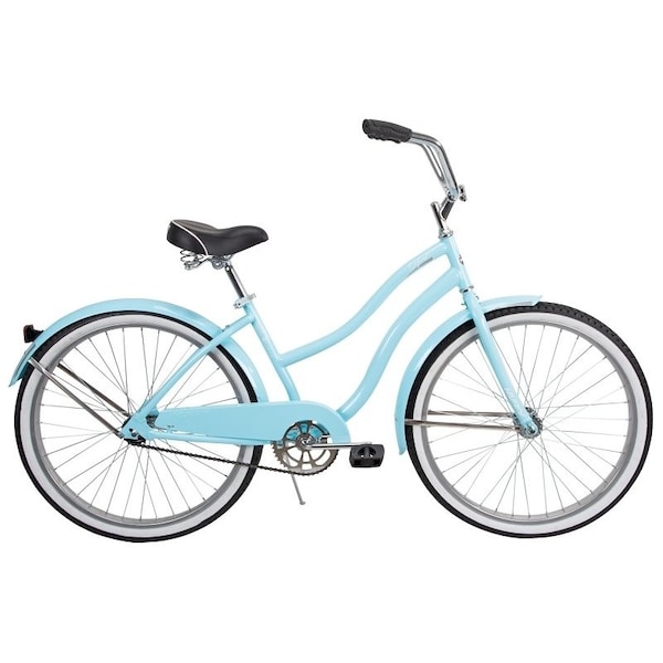 Huffy Cruiser Bicycle, Womens, Steel Frame, Rear Coast Brake, 26 in Dia Wheel, Sky Blue - 66639