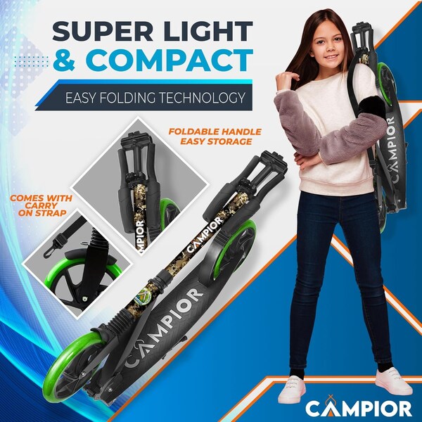 Campior Kick Scooter for Ages 6+, for Kids, Teens, and Adults, Max Load 240 LBS, Foldable, 8-inch Big Graffiti - CAMTE159