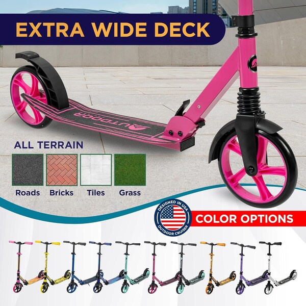 Outdoorcruiser Outdoor Cruiser Kick Scooter, Ages 6+, 240 LBS Max, Foldable, 8in. Wheels, Suspension, Pink - OCTENS624