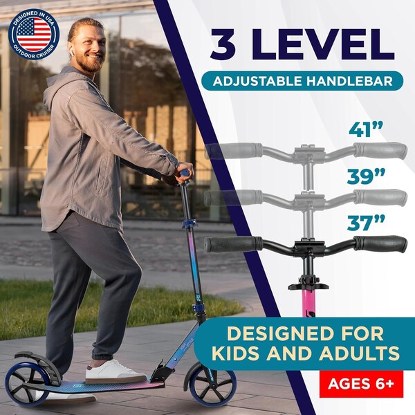Outdoorcruiser Outdoor Cruiser Kick Scooter, Ages 6+, 240 LBS Max, Foldable, 8in. Wheels, Suspension, Pink - OCTENS624
