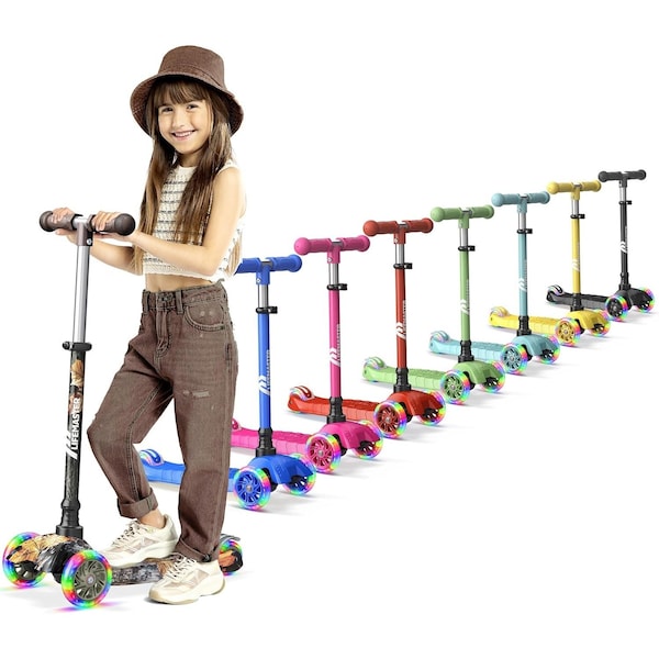 Lifemaster Kids 3-Wheel Scooter, LED Light-Up Wheels, Adjustable Handlebar, Indoor and Outdoor Fun - LIFSCTRE46
