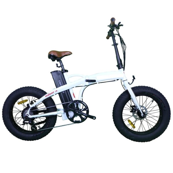 Glarewheel 20 in. Folding Electric Fat Tire Bicycle, White - GWEB-REWH
