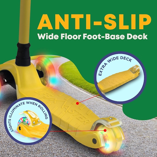 Lifemaster Kids 3-Wheel Scooter with LED Wheels, Adjustable Handlebar, Indoor/Outdoor Yellow,  - LIFSCTYL