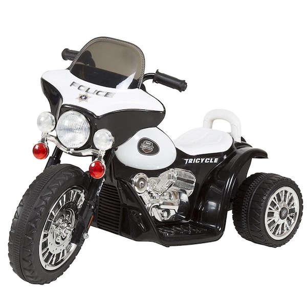 Trademark Global 3 Wheel Mini Motorcycle Trike for Kids - Police Car - 90-YJ876B