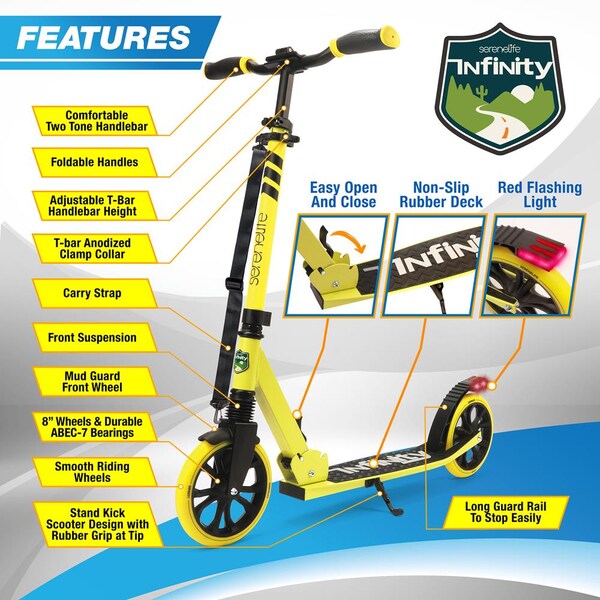 Serenelife Foldable Kick Scooter, SLTS98 - SLTS98