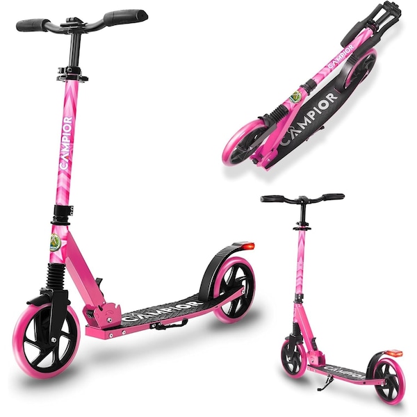 Campior Kick Scooter for Ages 6+, for Kids, Teens, and Adults, Max Load 240 LBS, Foldable, 8-inch Big Pink - CAMTE137