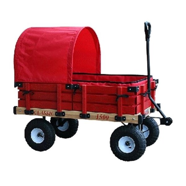 Millside Industries Millside Industries 04158 20 in. x 38 in. Wooden Covered Wagon withPads with 4 in. x 10 in. Tire - 4158