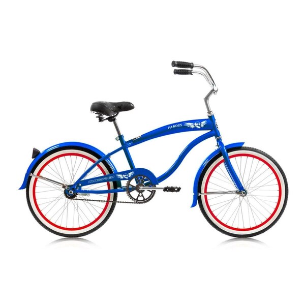 Micargi Men Famous Beach Cruiser Steel Frame Bicycle, Blue - FAMOUS-M-BL