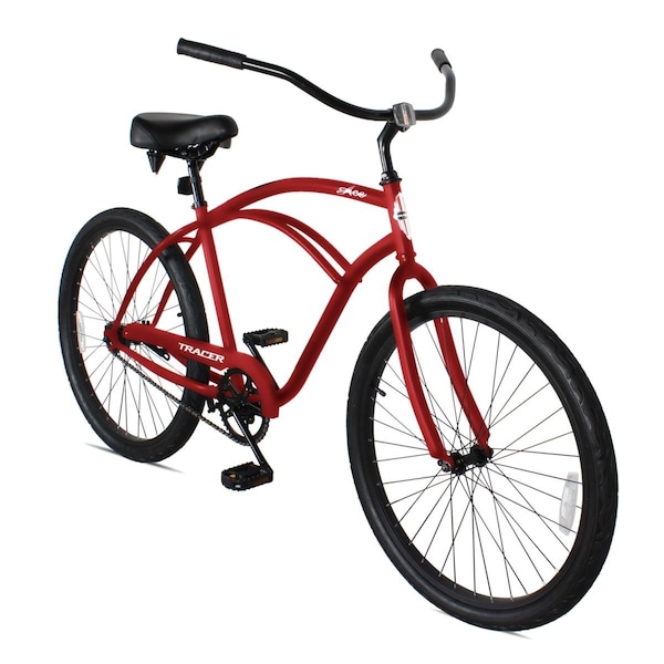 Tracer Ace 26 Inch Beach Cruiser Bikes Single Speed with Coaster Brake for Men - Red - ACE-M-RED