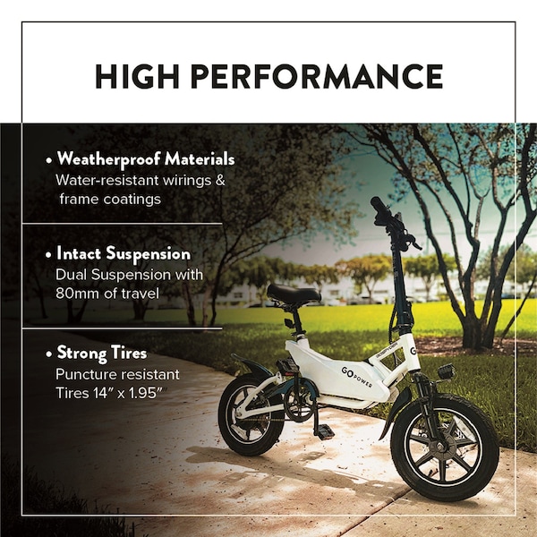 Gopowerbike GoSpyder Ebike with 16MPH Max Speed & 350W Motor - B555WHT