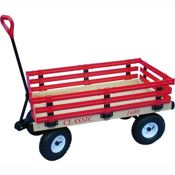 Millside Industries Millside Industries 1600-410 20 in. x 38 in. Wooden Wagon with 4 in. x 10 in. Tires - 1600-410