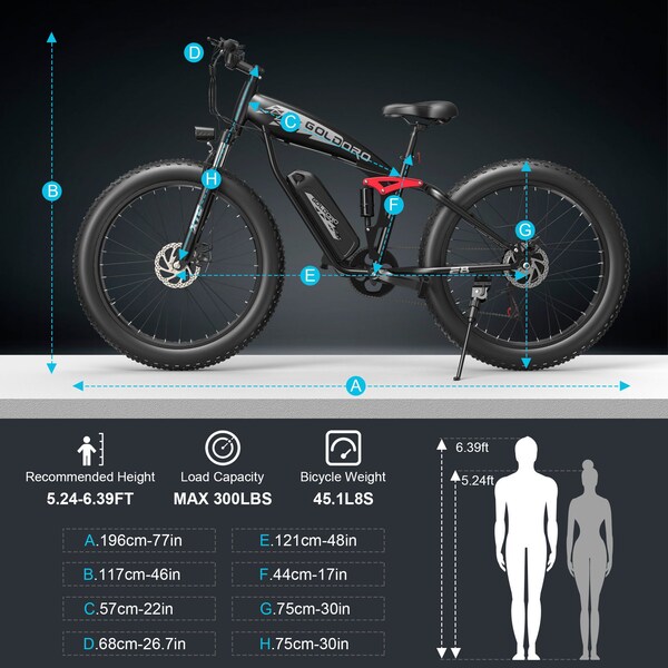 Goldoro X8 500W 26in Electric Mountain Bike - EB26X8-BK