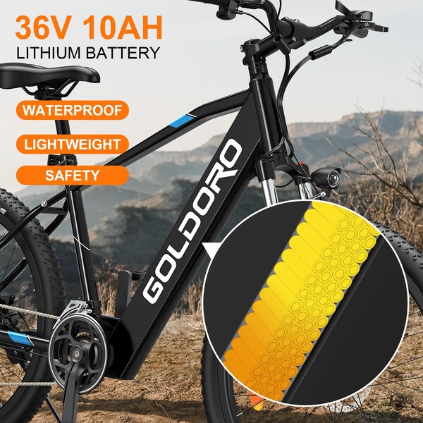 Goldoro X7 350W 26in Electric Mountain Bike, Black - EB26X7-BK