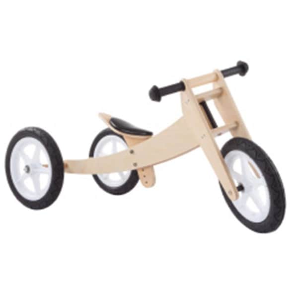Olympian Athlete 3-in-1 Balance Bike Multistage Wooden Walking Beginner Tricycle Boys & Girls Toy, Natural Wood - OL3250786