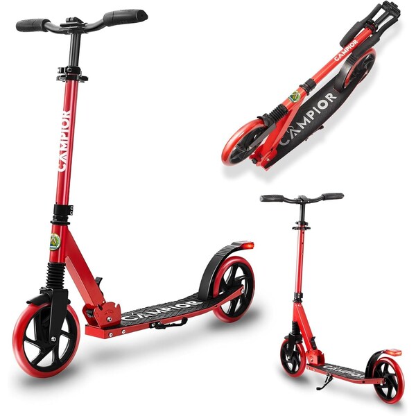 Campior Kick Scooter for Ages 6+, for Kids, Teens, and Adults, Max Load 240 LBS, Foldable, 8-inch Big Red - CAMTE057