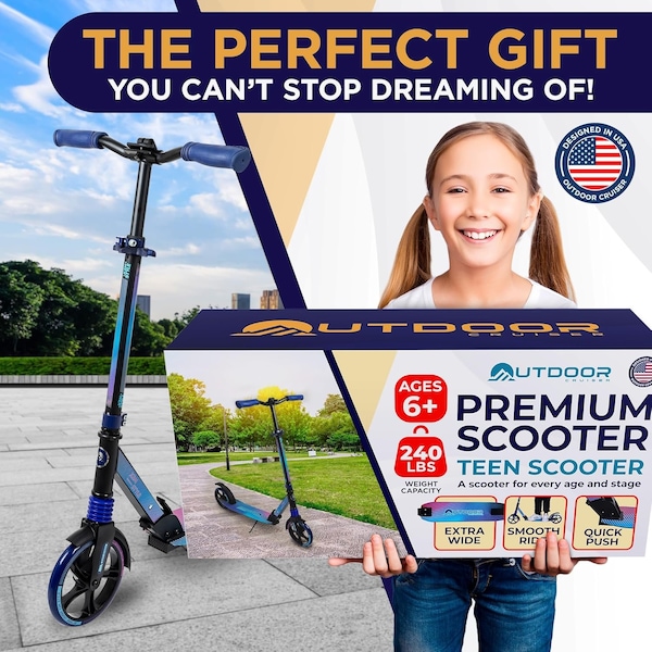 Outdoorcruiser Outdoor Cruiser Kick Scooter, Ages 6+, 250 LBS Max, Foldable, 8in. Wheels, Suspension, Blue/Purple/Pink - OCTENS605