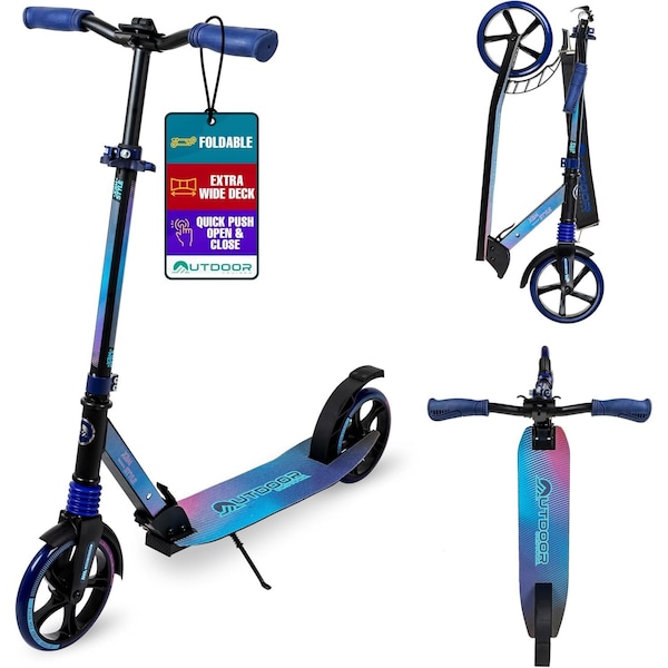 Outdoorcruiser Outdoor Cruiser Kick Scooter, Ages 6+, 250 LBS Max, Foldable, 8in. Wheels, Suspension, Blue/Purple/Pink - OCTENS605
