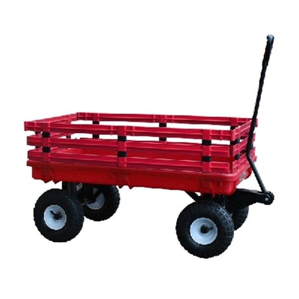 Millside Industries Millside Industries 04795 20 in. x 38 in. Red Plastic Deck Wagon with 4 in. x 10 in. Tires - 4795
