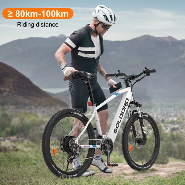 Goldoro X7 350W 26in Electric Mountain Bike, White - EB26X7-WT