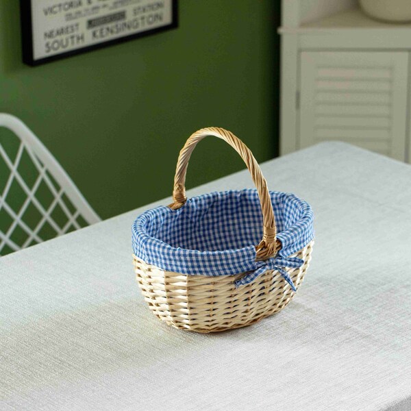 Wickerwise Picnic Basket with Handle and Washable Plaid Liner - Ideal for Outdoor Adventures,  - QI004718.M