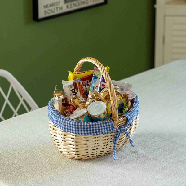 Wickerwise Picnic Basket with Handle and Washable Plaid Liner - Ideal for Outdoor Adventures,  - QI004718.M
