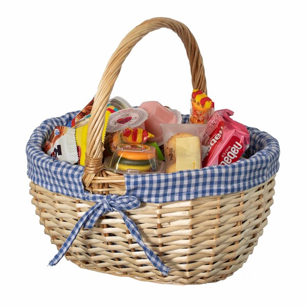 Wickerwise Picnic Basket with Handle and Washable Plaid Liner - Ideal for Outdoor Adventures,  - QI004718.M