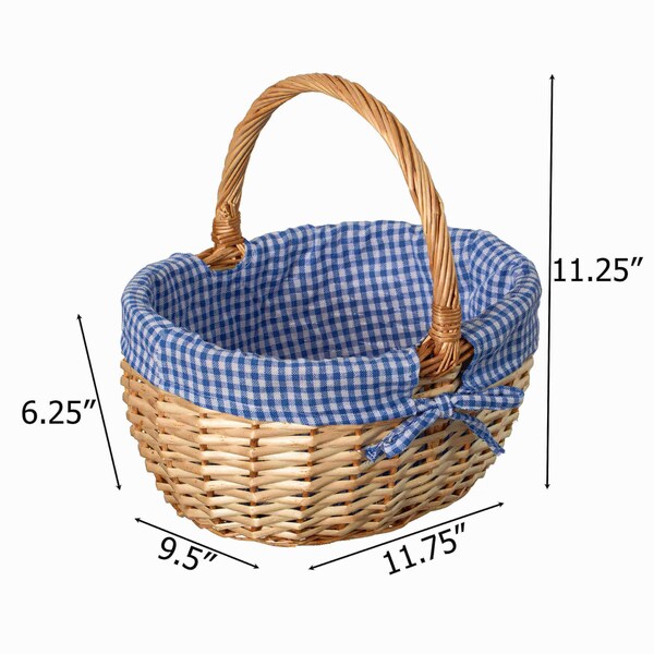 Wickerwise Picnic Basket with Handle and Washable Plaid Liner - Ideal for Outdoor Adventures,  - QI004718.M