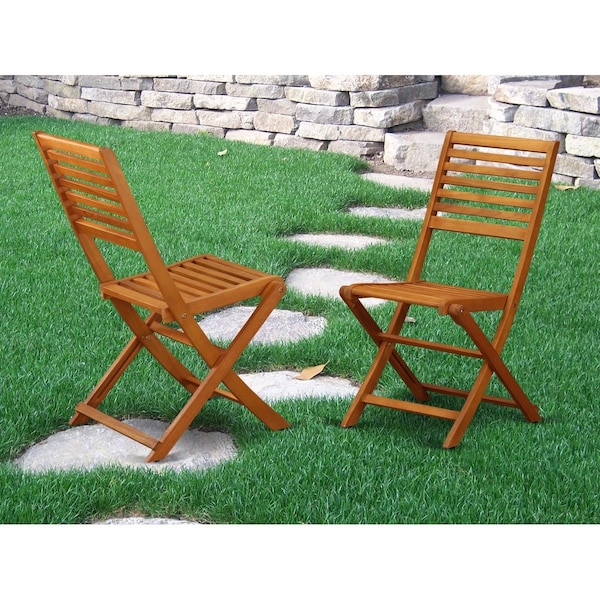 East West Furniture Cameron Solid Acacia Solid Wood Outdoor-Furniture Side Foldable Chair, 2PK - BBSCWNA