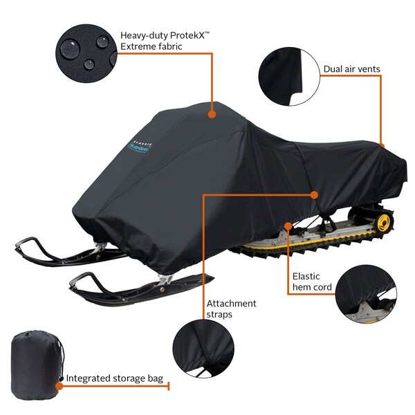 Classic Accessories Travel Cover, 101"-118"L, Blk Snowmobile - 71537