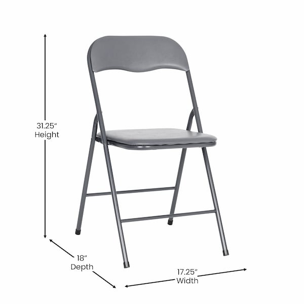 Flash Furniture 5 Piece Gray Folding Card Table and Chair Set - JB-1-GY-GG