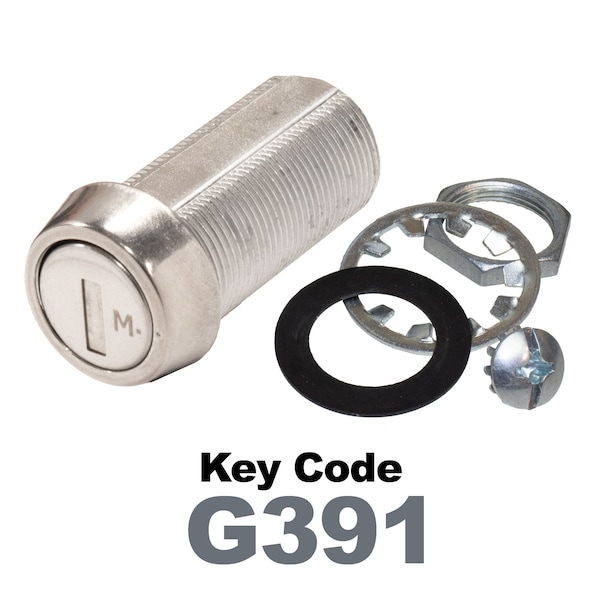 Global RV SS Compartment Lock, Cam/Blade Style, 1-3/8in Threaded Barrel, Keyed to G391, Blades not Included - CLB-391-138-SS