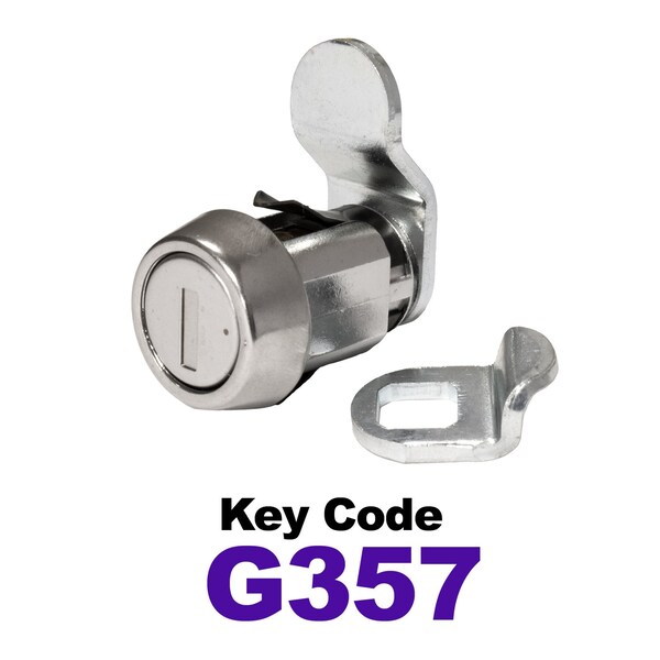Global RV SS Compartment Lock, Cam/Blade Style, 7/8in Press in, Offset Blade, fit 5/8in Use, Keyed, G357 - CLB-357-78SI-SS