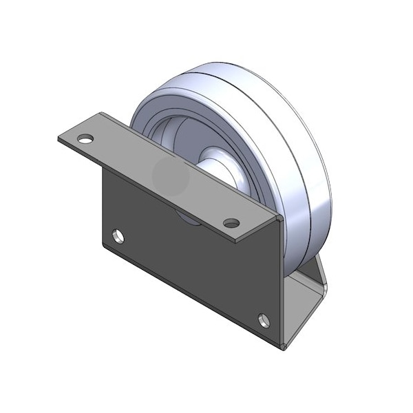 Global Slide Out Side Roller, Model No 195, Single Gray Plastic Roller, Steel Bracket, Zinc - SOR-SR-195-Z