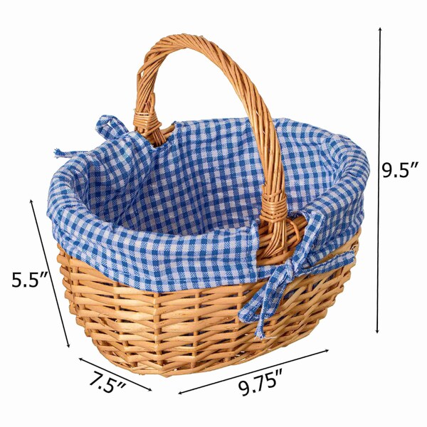 Wickerwise Picnic Basket with Handle and Washable Plaid Liner - Ideal for Outdoor Adventures,  - QI004718.S