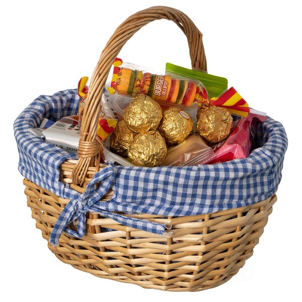 Wickerwise Picnic Basket with Handle and Washable Plaid Liner - Ideal for Outdoor Adventures,  - QI004718.S