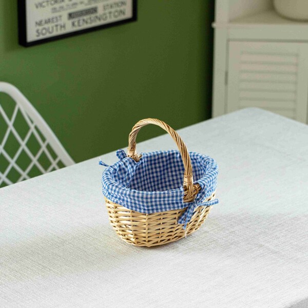 Wickerwise Picnic Basket with Handle and Washable Plaid Liner - Ideal for Outdoor Adventures,  - QI004718.S