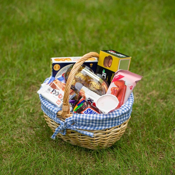 Wickerwise Picnic Basket with Handle and Washable Plaid Liner - Ideal for Outdoor Adventures,  - QI004718.S