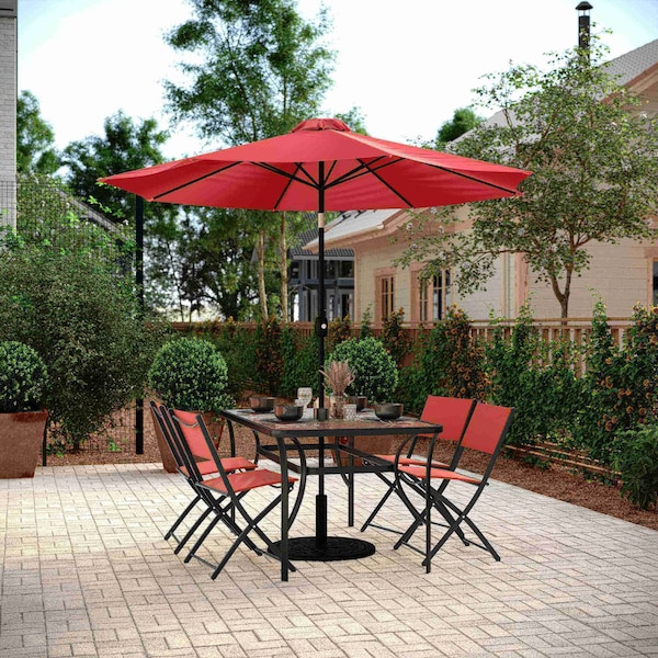 Flash Furniture Brazos Folding Chairs w/Red Flex Comfort Material Backs and Seats and Black Metal Frames, 4PK - 4-TLH-SC-097-RED-02-GG