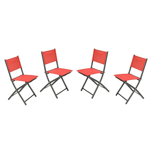 Flash Furniture Brazos Folding Chairs w/Red Flex Comfort Material Backs and Seats and Black Metal Frames, 4PK - 4-TLH-SC-097-RED-02-GG