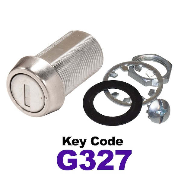 Global RV SS Compartment Lock, Cam/Blade Style, 1-1/8in Threaded Barrel, Blades not Included, Keyed to G327 - CLB-327-118-SS