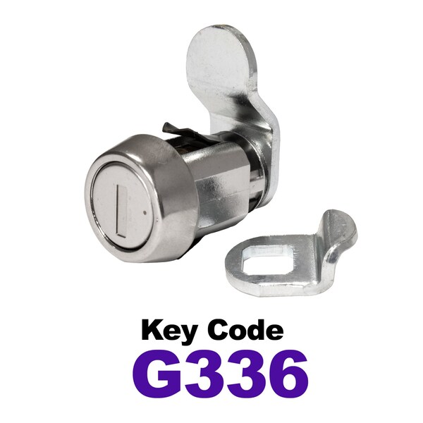 Global RV SS Compartment Lock, Cam/Blade Style, 7/8in Press in, Offset Blade, fit 5/8in Use, Keyed, G336 - CLB-336-78SI-SS