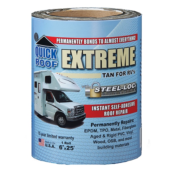 Cofair Cofair Products T-UBE625 Quick Roof Extreme With Steel-Loc Adhesive - 6" x 25', Tan - T-UBE625