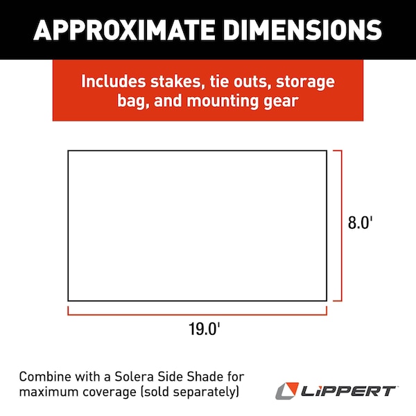 Lippert Lippert 3797820819 Solera Super Shade Front Panel - 8' x 19' - 3797820819