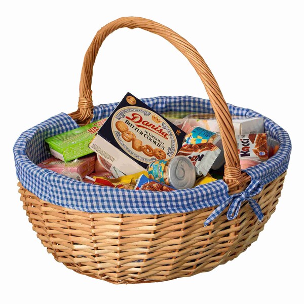 Wickerwise Picnic Basket with Handle and Washable Plaid Liner - Ideal for Outdoor Adventures,  - QI004718.XL