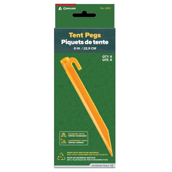 Coghlans Coghlan's Yellow Tent Pegs 9.00 in. H, 6PK - 2482