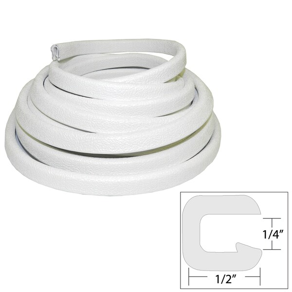 Taco Marine Flexible Vinyl Trim - " Opening x "W x 25'L - White - V30-1008W25-1
